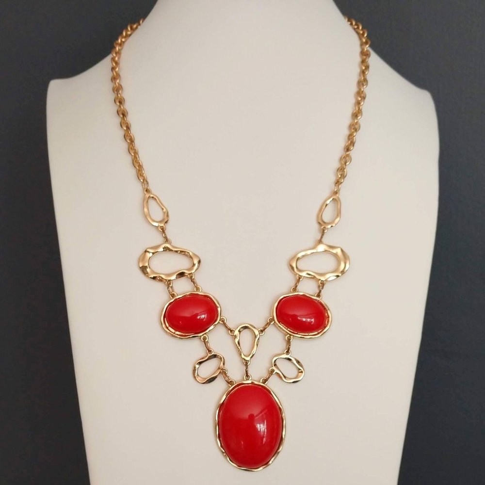 Red and gold statement necklace